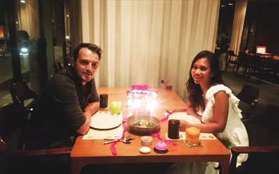 We had the romantic package which included candle lights, roses and a surprise gift at the end.